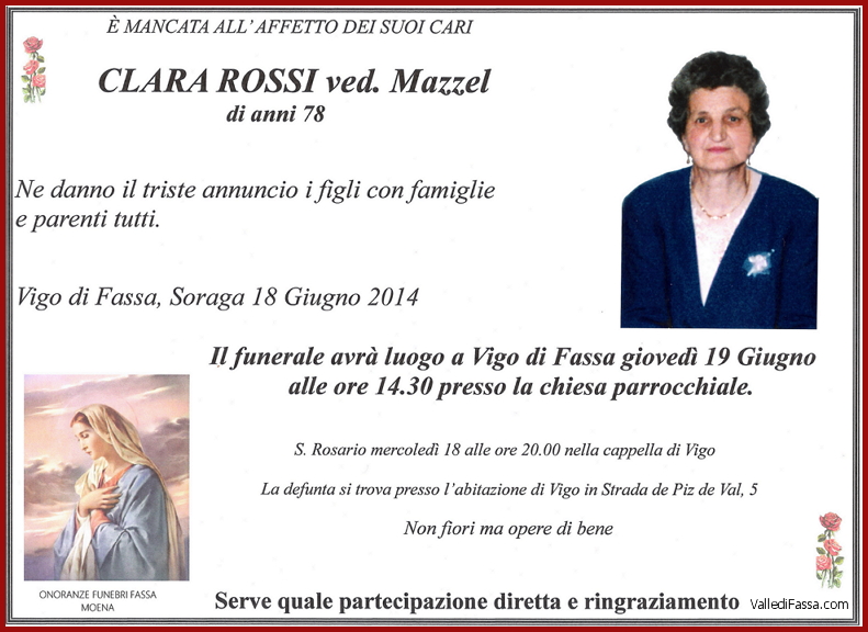 Clara Rossi ved. Mazzel